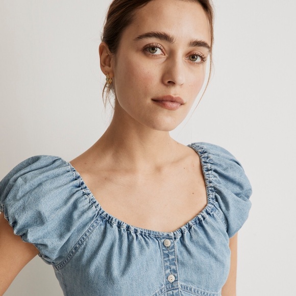 Madewell/ Denim Margie Mini Dress in Bevy Wash size 12 - Picture 4 of 9